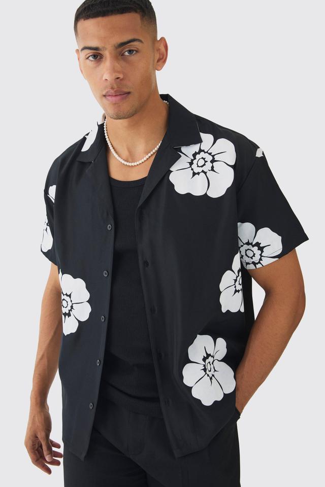 Oversized Floral Print Soft Twill Shirt | boohooMAN USA Product Image