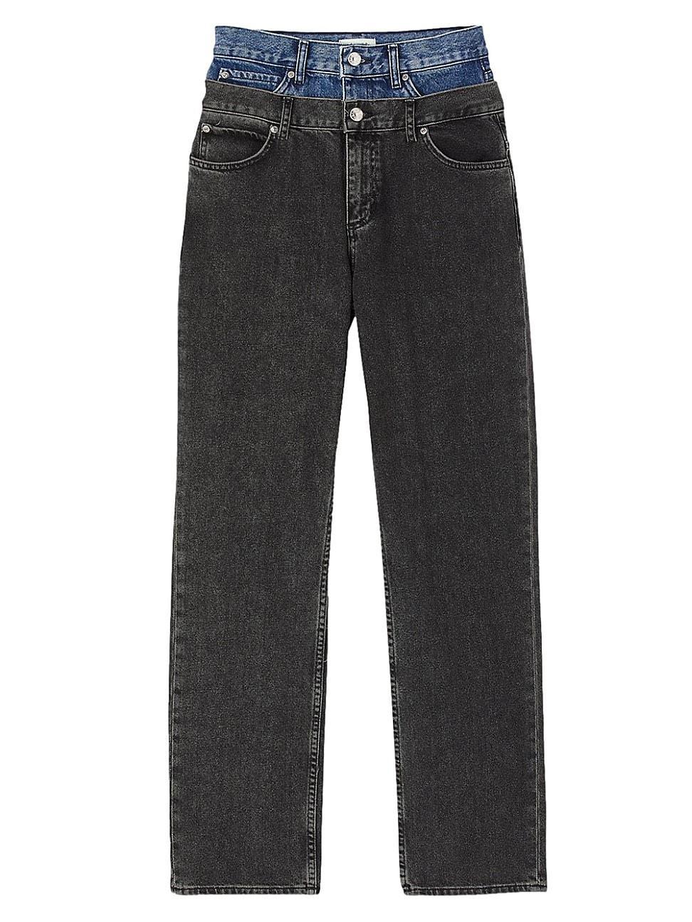 Womens Two-Tone Double-Waisted Jeans Product Image