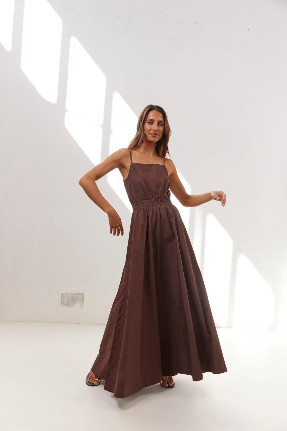 Lou Maxi Dress Chocolate Product Image