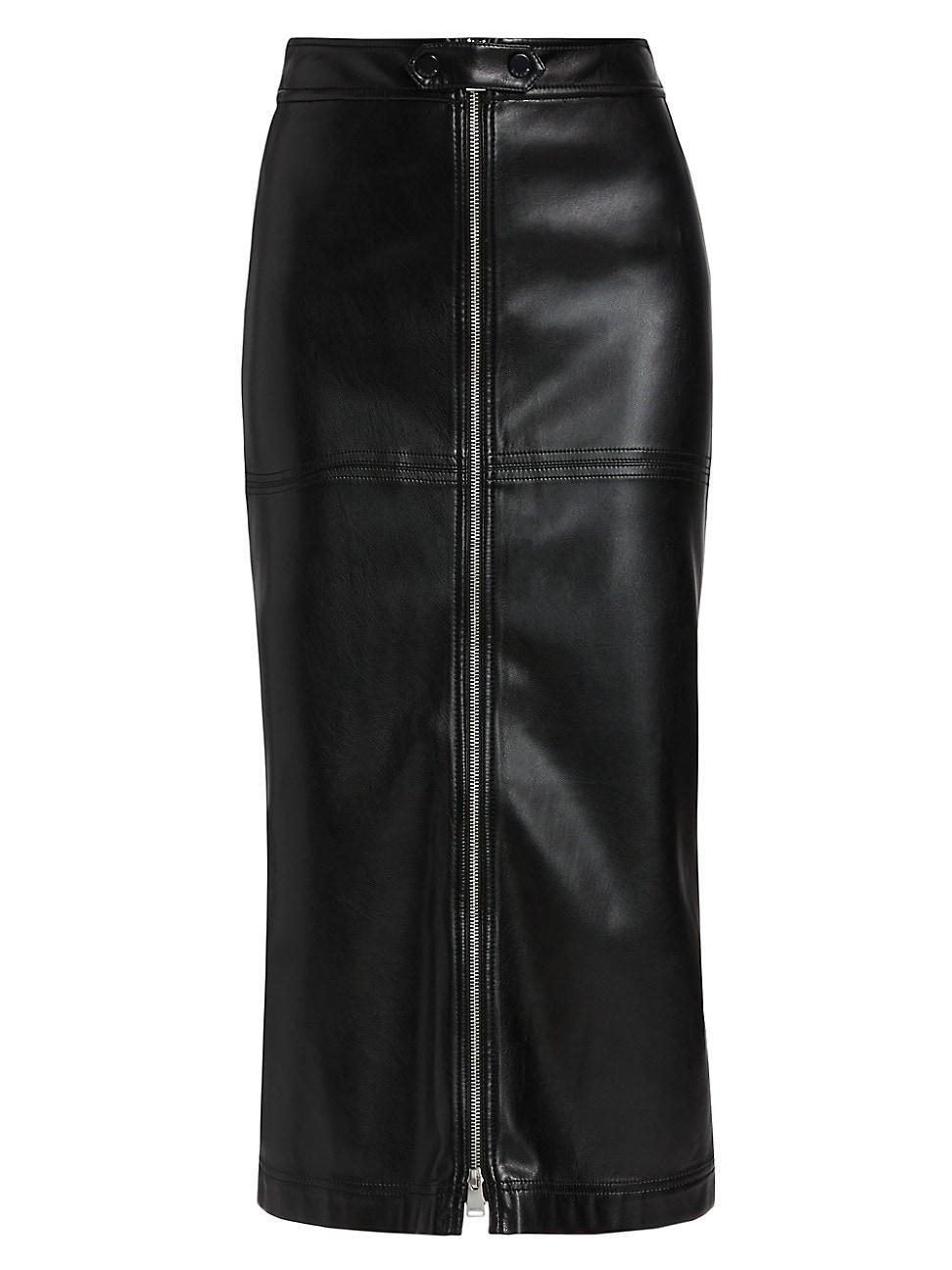 Womens Bianca Faux Leather Midi-Skirt Product Image