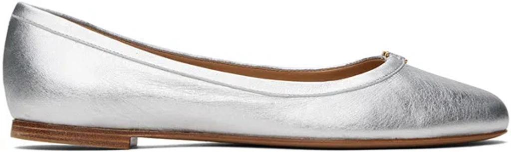 10mm Marcie Metallic Leather Ballerinas In Silver Product Image