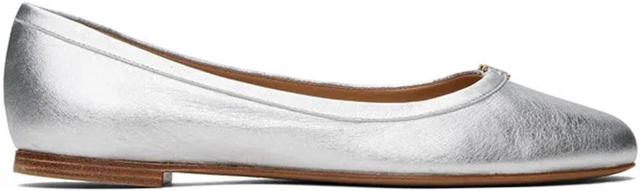 10mm Marcie Metallic Leather Ballerinas In Silver Product Image