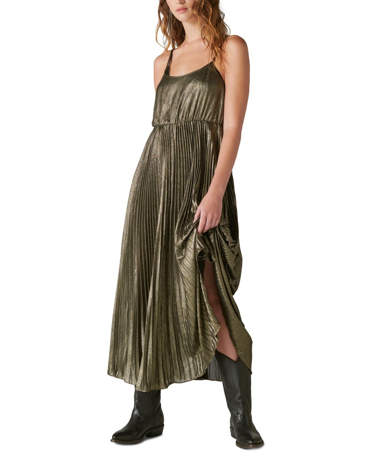 Lucky Brand Womens Pleated Party Midi Dress Product Image