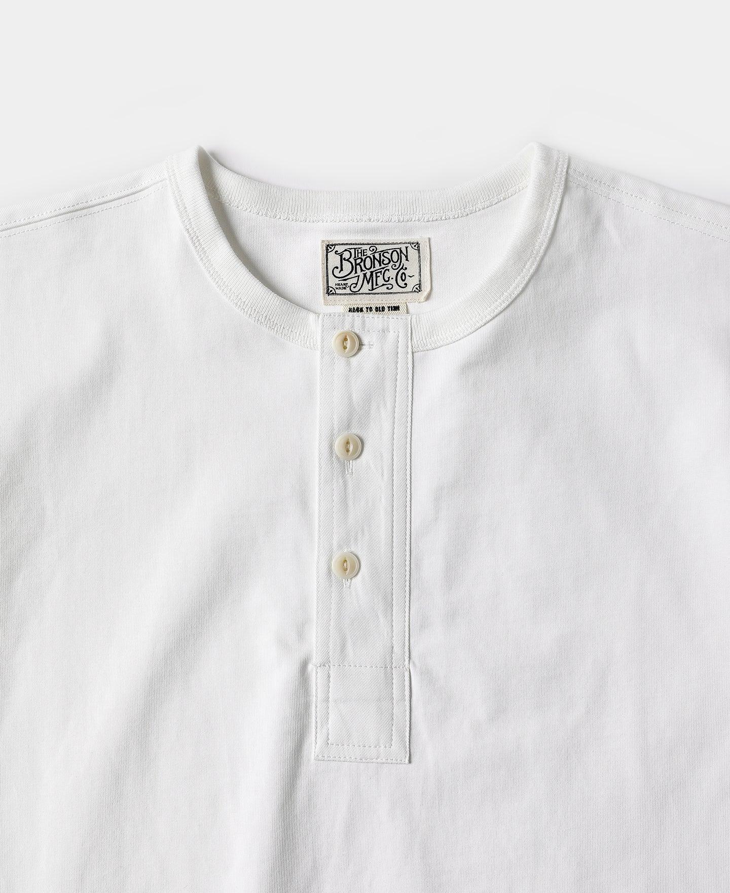 Vintage Short Sleeve Henley T-Shirt - White Product Image