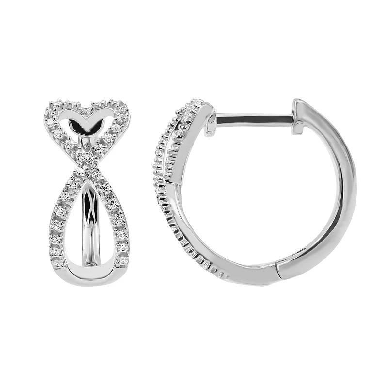 Sterling Silver 1/4 Carat T.W. Diamond Infinity Hoop Earrings, Womens, Sterlng Silver Product Image