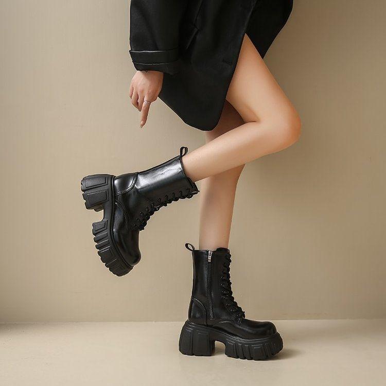 Platform Lace Up Short Boots product image