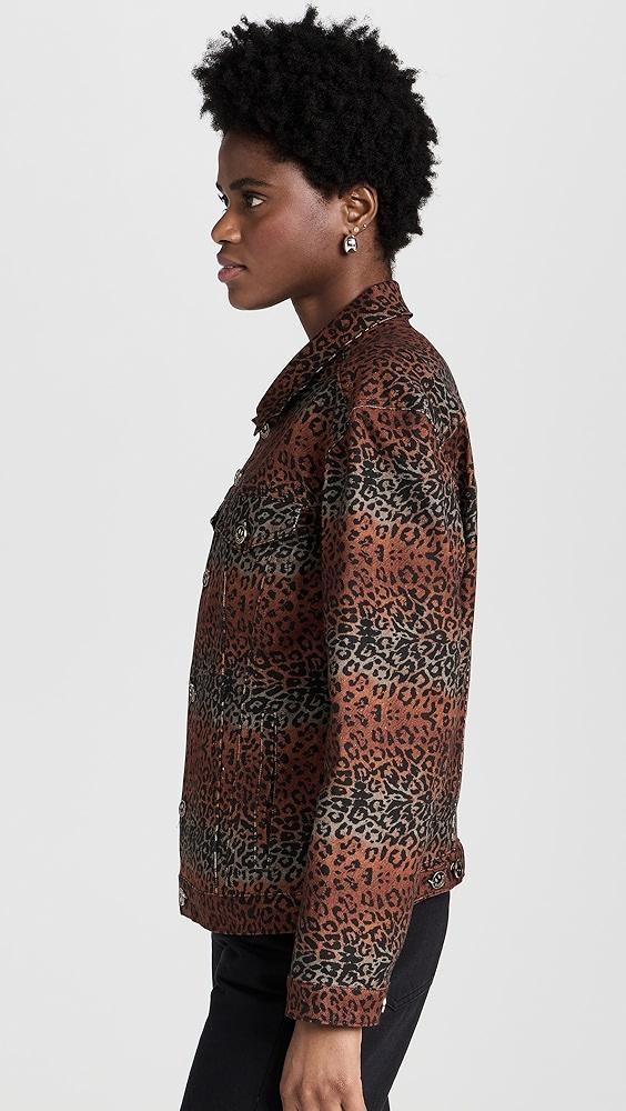 BruceGlen Linear Leopard Denim Jacket | Shopbop Product Image