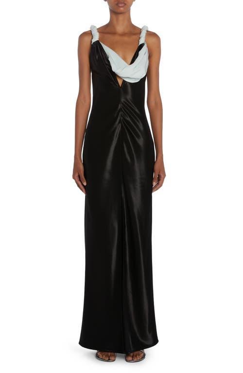 Bottega Veneta Contrast Cowl Bias Cut Hammered Satin Gown Product Image