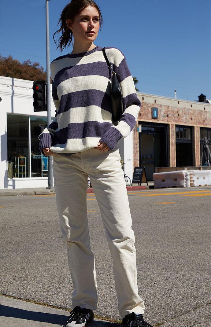 John Galt Women's Cream & Navy Striped Brianna Sweater in Cream/Navy Product Image