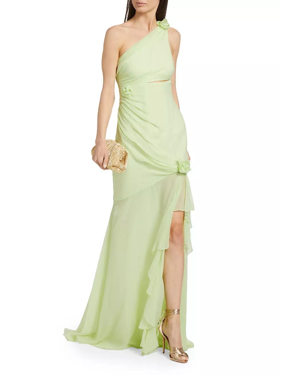 Womens Kaleb Ruffled Silk Chiffon Gown Product Image