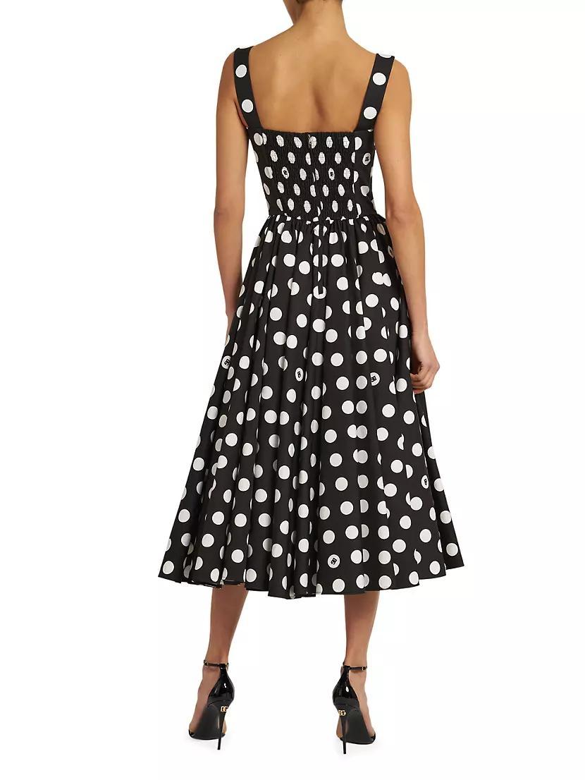 Polka Dot Poplin A-Line Midi-Dress Product Image