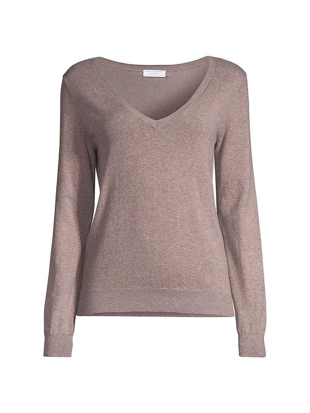 Womens Knit Cotton-Blend V-Neck Top Product Image