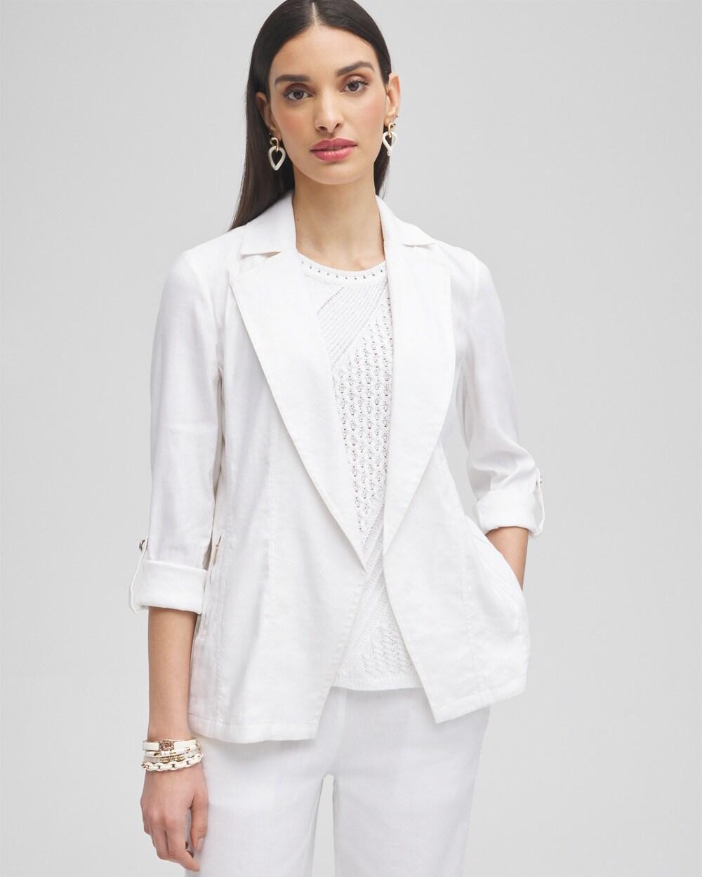 Women's Linen Blend Stretch Blazer Product Image