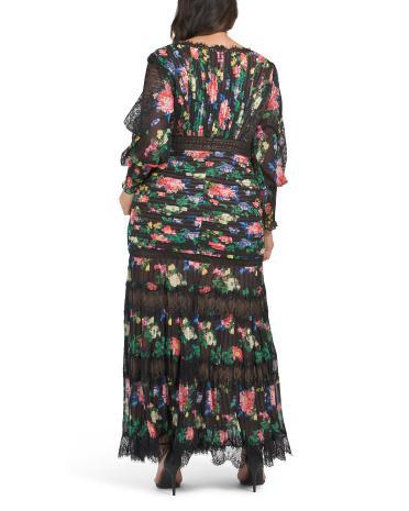 Plus Floral Tiered Dress for Women Product Image