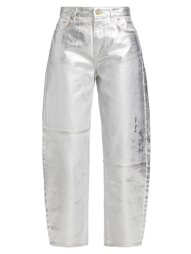 Womens Wide-Leg Foiled Metallic Jeans Product Image