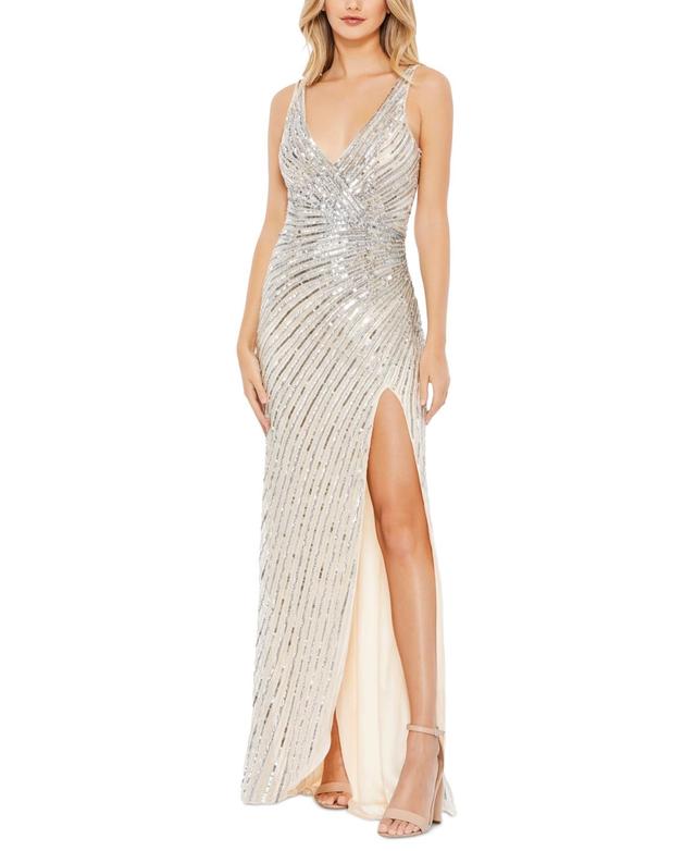 Mac Duggal Womens Sequin A Line Gown Product Image