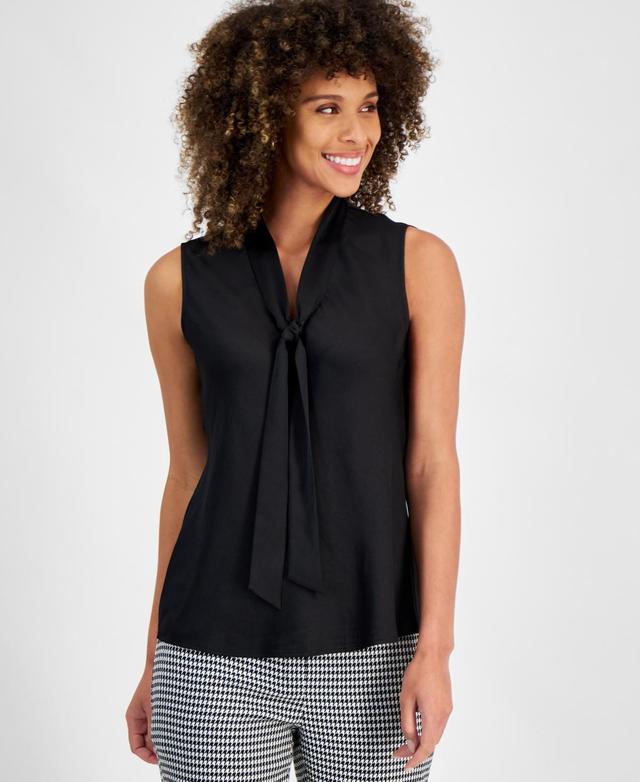 Kasper Womens Tie-Neck Sleeveless Top Product Image