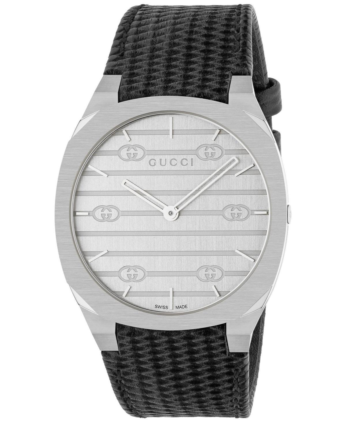 Mens Gucci 25H Leather-Strap Watch, 38mm Product Image