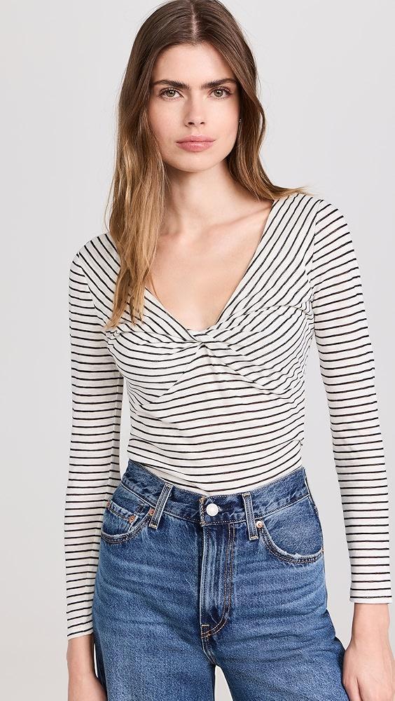 Joe's Jeans The Ava Stripe Twist V Neck Top | Shopbop Product Image