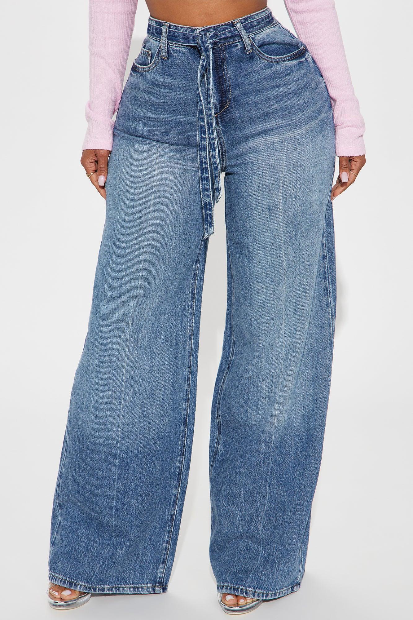 Solange Belted Wide Leg Jeans - Dark Wash Product Image