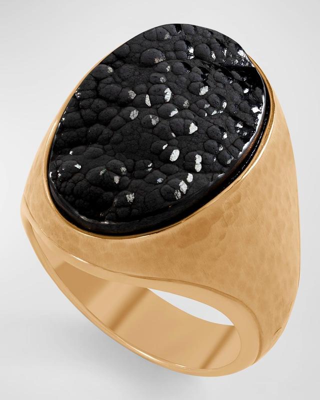 Men's 18K Yellow Gold Hematite Ring, Size 10 Product Image