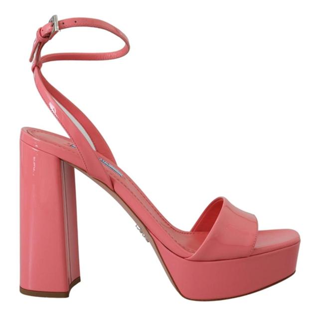 PRADA Patent Women'ss Ankle Strap Heels Women's Sandal In Pink Product Image