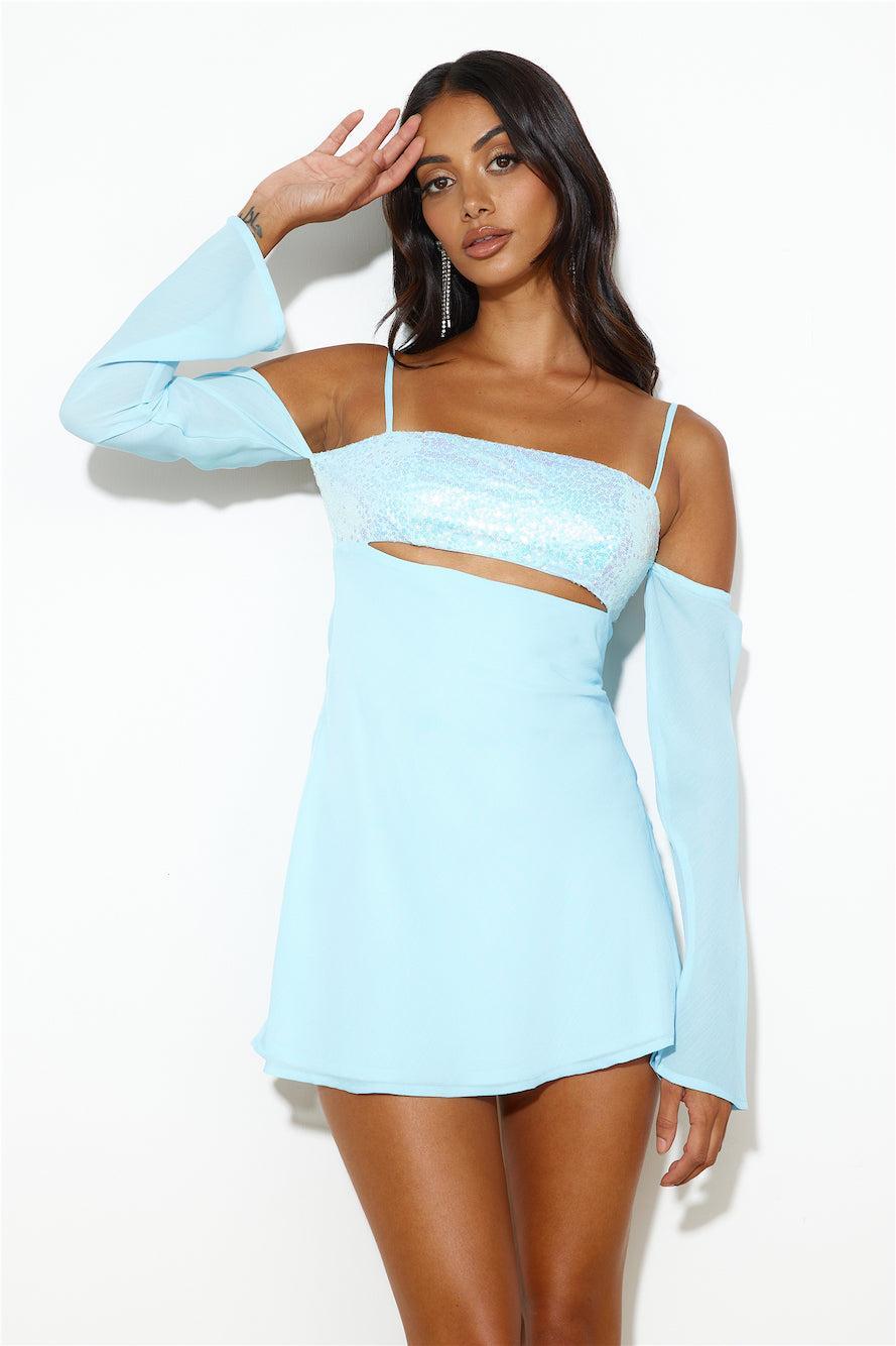 RUNAWAY Luella Mini Dress Sky Blue Product Image