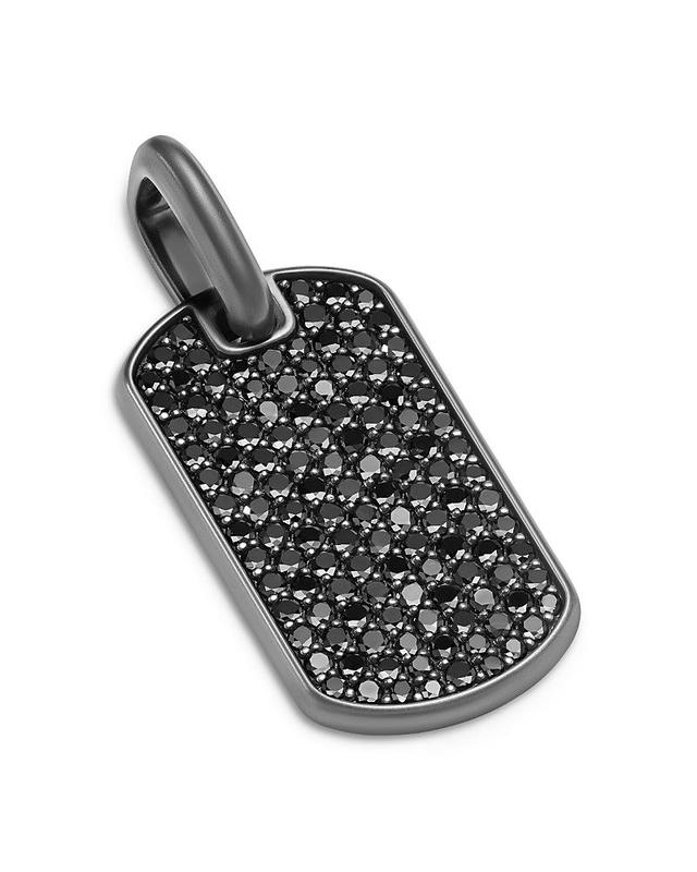 David Yurman Mens Chevron Tag in Black Titanium with Sterling Silver and Black Diamonds, 27mm Product Image