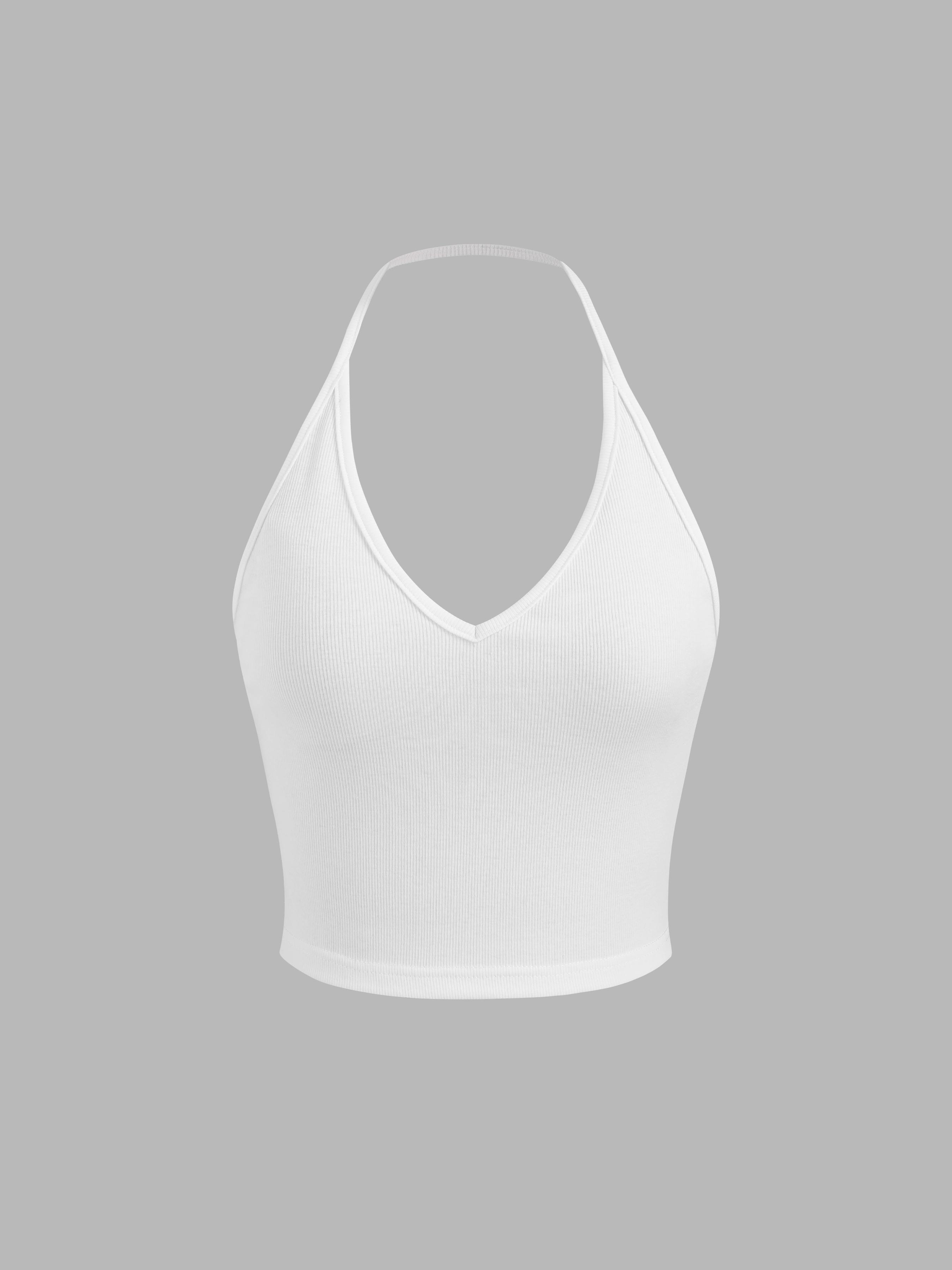 Solid Halter Crop Top Product Image