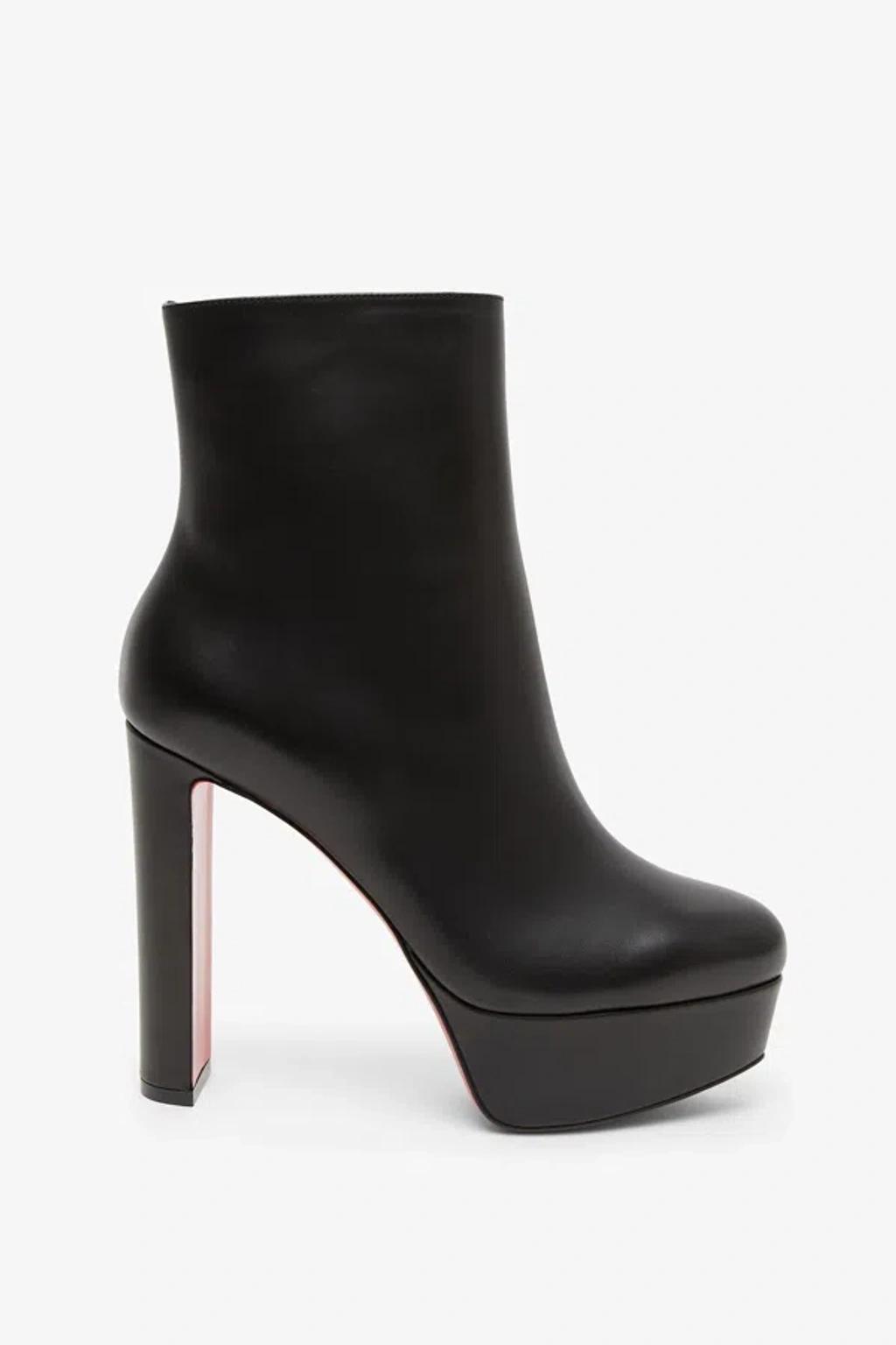 Loo Leather Red Sole Platform Booties In Black Product Image