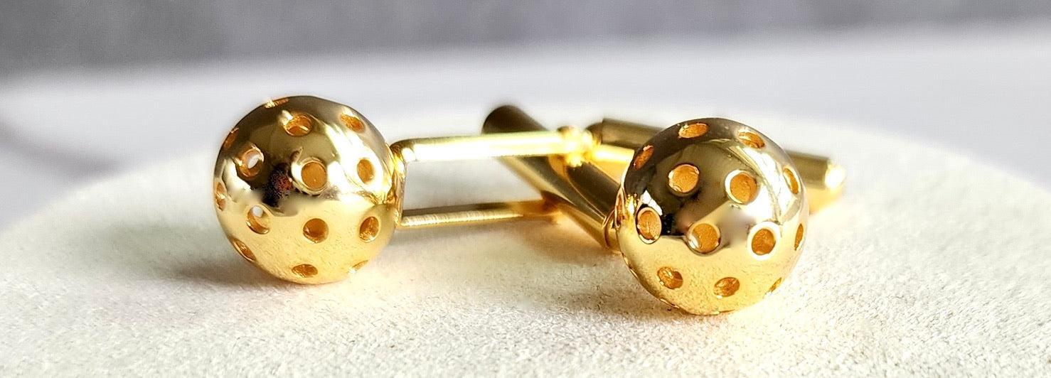 Pickleball Cuff Links Gold Ball Male Product Image