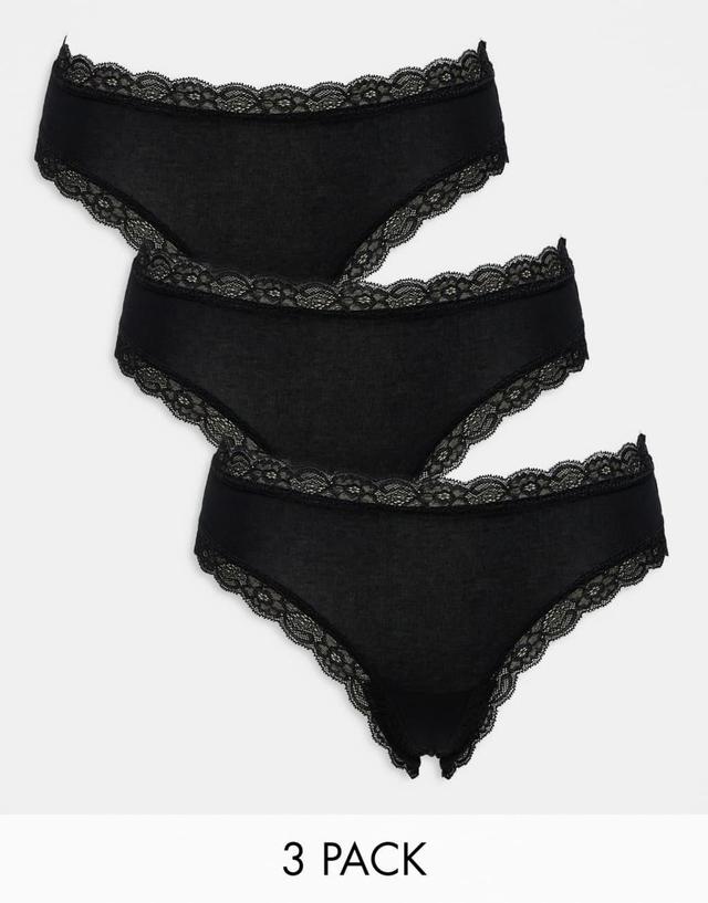 Lindex Emelie 3 pack lace trim brazilian in black Product Image