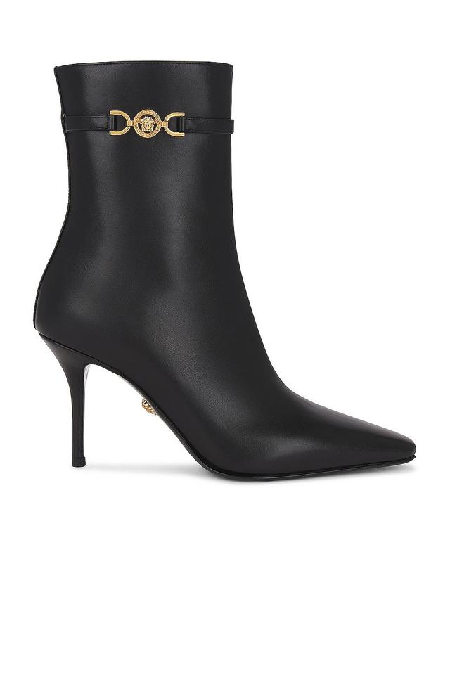 VERSACE Calf Leather Booties in Black - Black. Size 40 (also in 36). Product Image