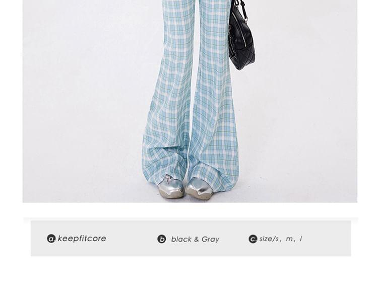 Mid Waist Plaid Flared Pants (Various Designs) Product Image