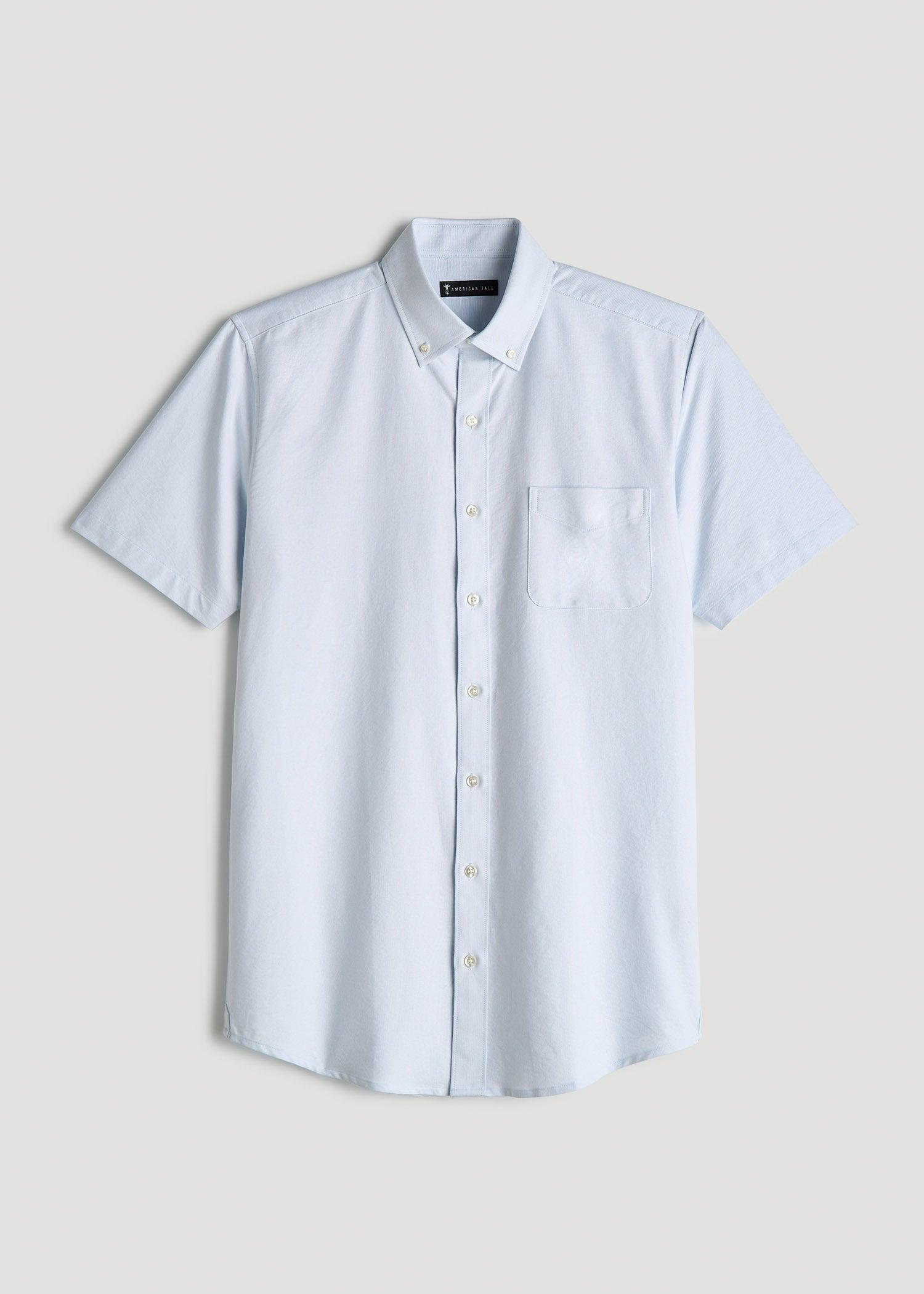 Short Sleeve Oxford Button Shirt For Tall Men in Light Blue Product Image