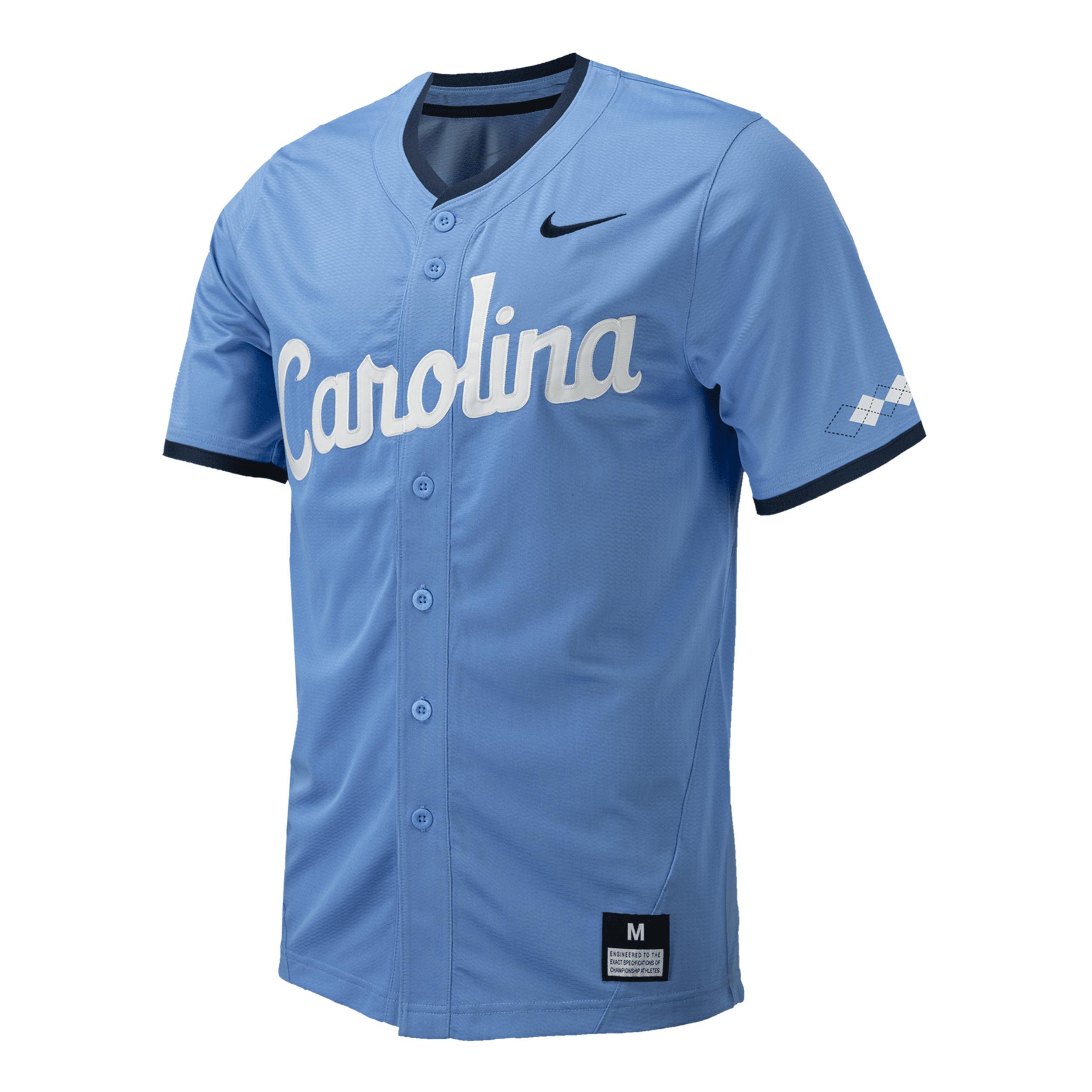 Mens Nike Carolina Blue North Carolina Tar Heels Replica Full-Button Baseball Jersey Product Image