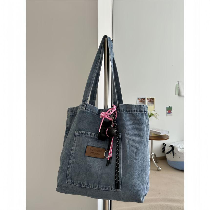 Applique Denim Shopper Bag Product Image