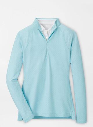 Peter Millar Womens Geo Print Raglan Sleeve Perth Layer | Color: Blue Spruce | Size: M Product Image