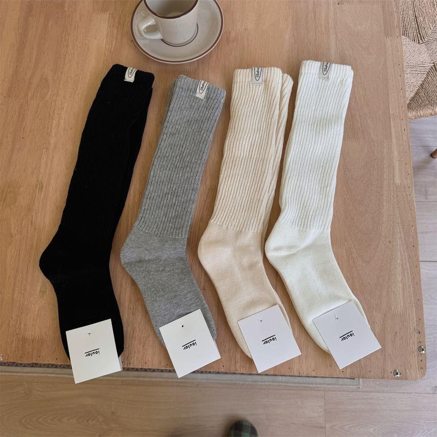 Plain Ribbed Crew Socks Product Image