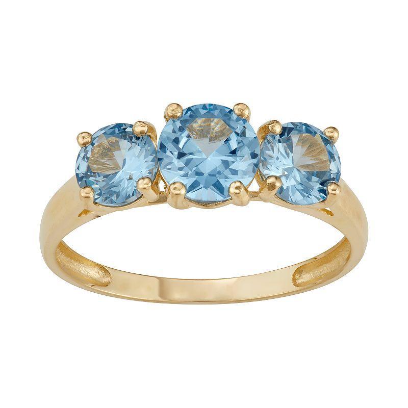 Designs by Gioelli 10k Gold 3-Stone Ring, Womens London Blue Topaz Product Image