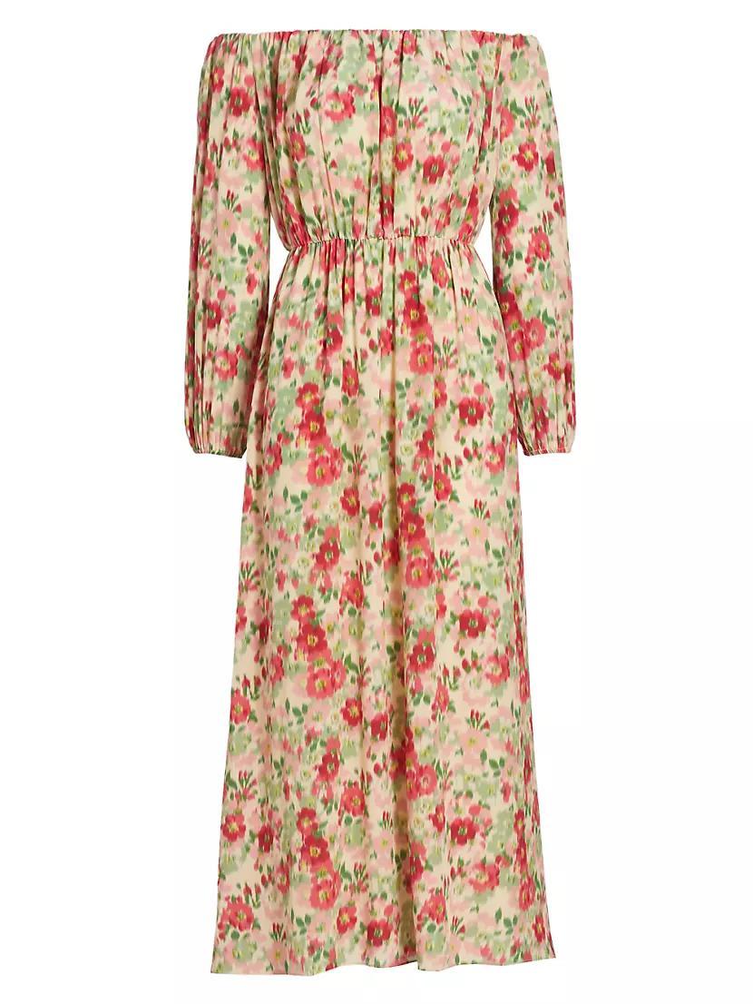 Floral Silk Off-The-Shoulder Dress Product Image