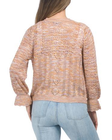 Pointelle Space Dye Sweater Cardigan for Women Product Image