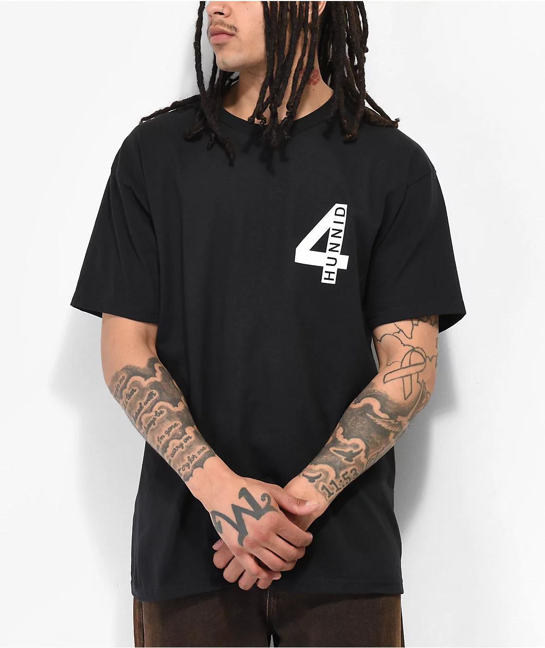 4Hunnid Chrome Roses Black T-Shirt Product Image