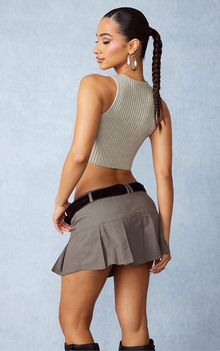 Petite Oatmeal Knitted Crop Top Product Image