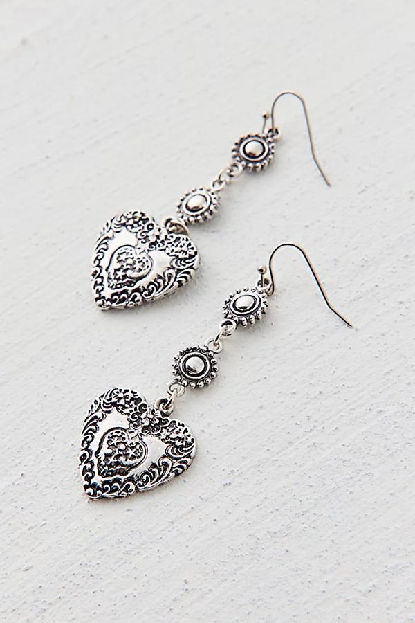 Skye Etched Heart Drop Earring Womens at Urban Outfitters Product Image