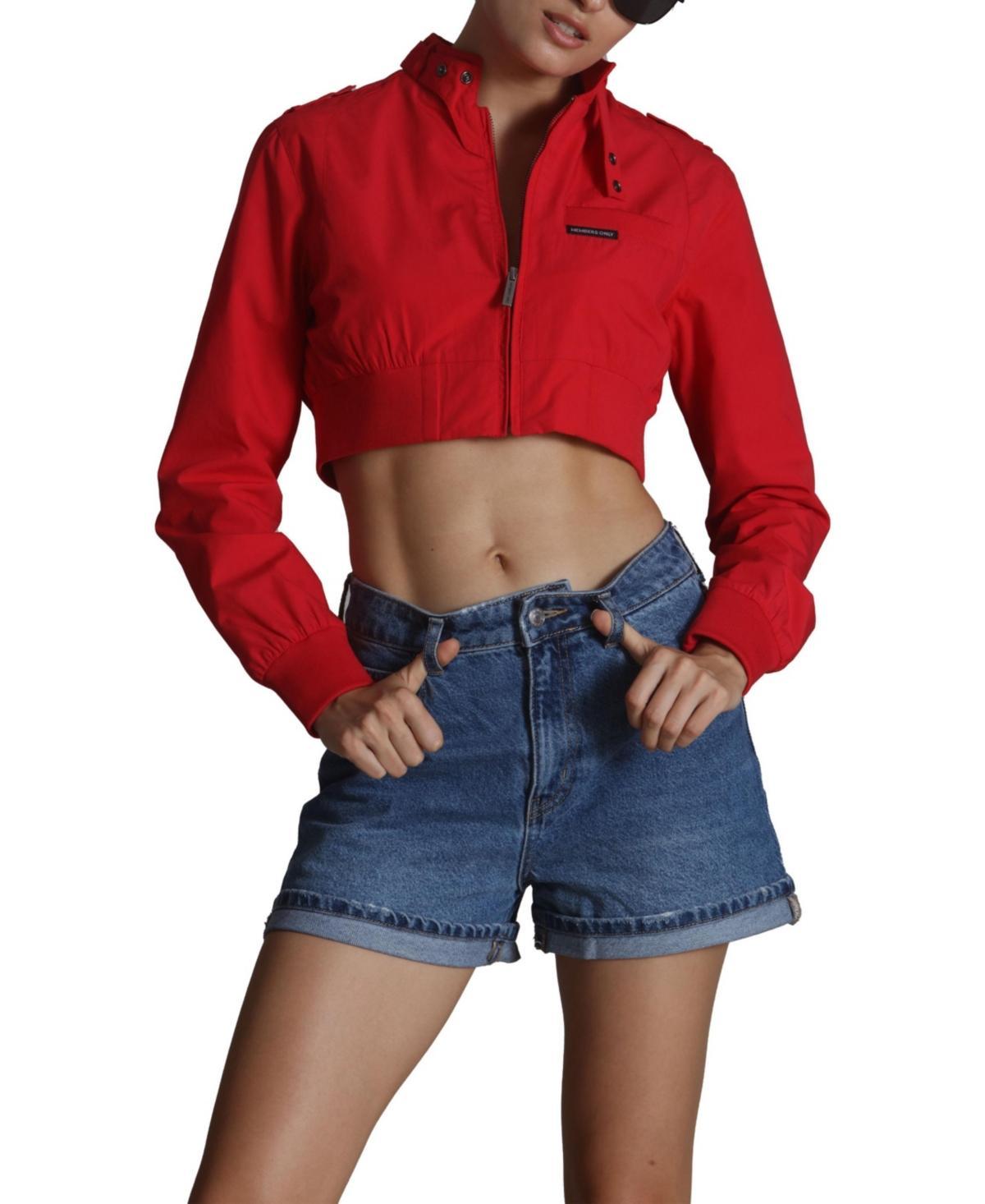 Members Only Womens Mini Cropped Racer Jacket Product Image