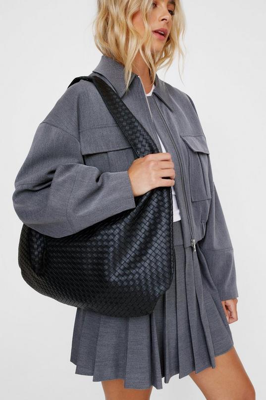 Faux Leather Woven Day Bag Product Image