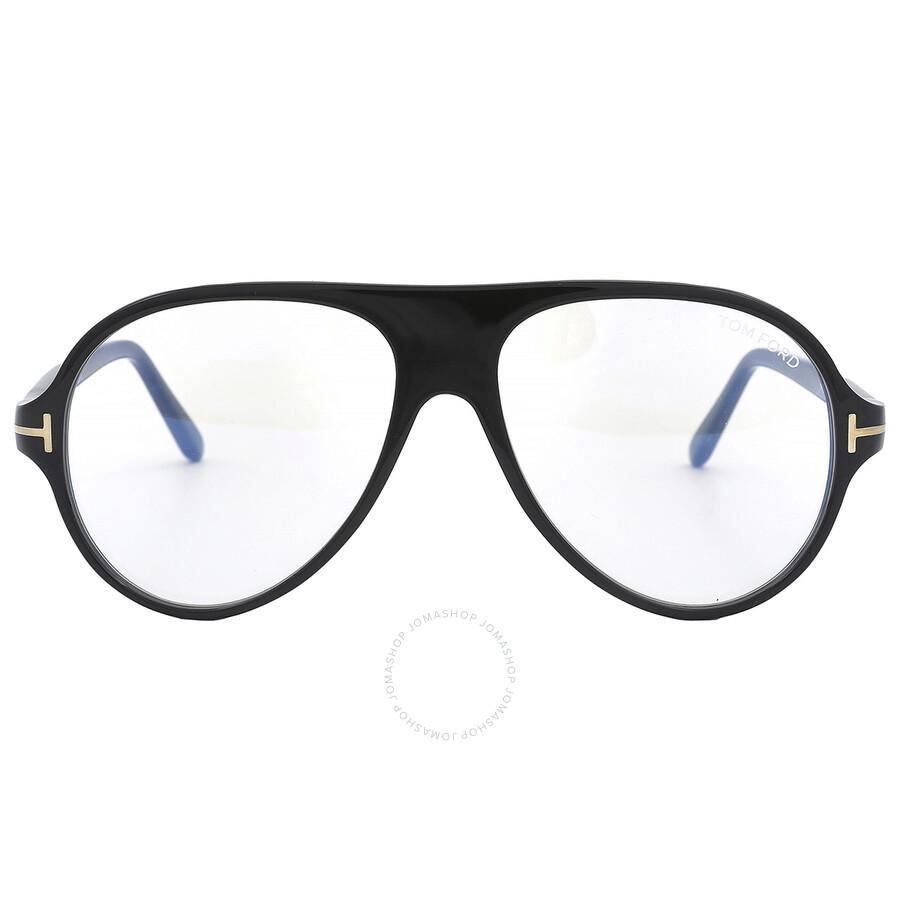 TOM FORD Blue Light Block Pilot Men's Eyeglasses Ft5012-b 001 53 In Black / Blue Product Image