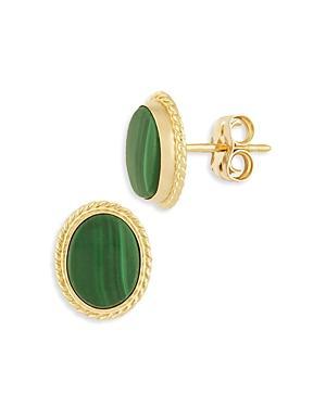 Saks Fifth Avenue Made in Italy Saks Fifth Avenue Women's 14K Yellow Gold & Malachite Stud Earrings  - female - Size: one-size Product Image