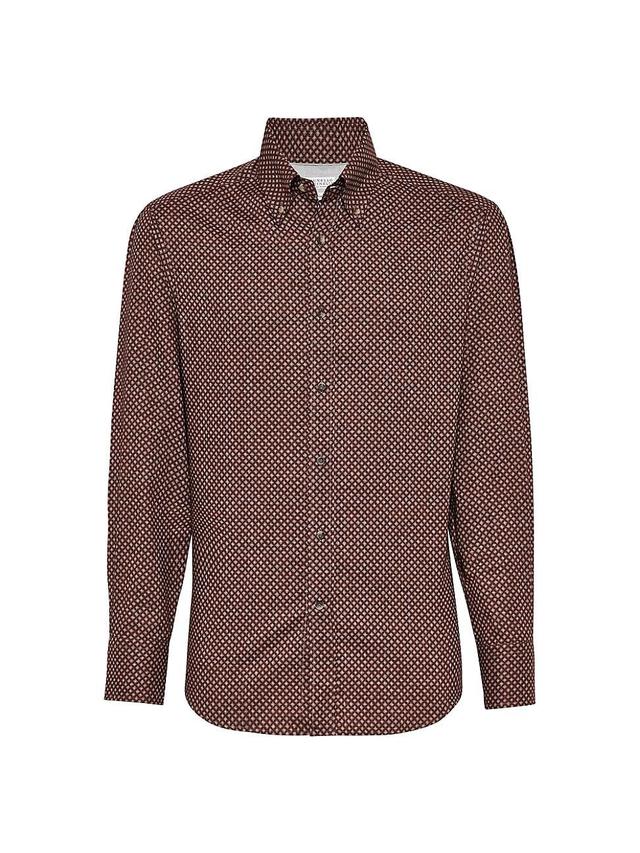 Mens Rhombus Print Twill Slim Fit Shirt Product Image